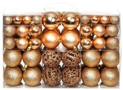 Set Palline di Natale 100 pz 3/4/6 cm, Rosa/Oro