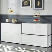 Credenza Moderna ZET 210 con 4 Ante Ribalta, Colore Bianco Ardesia