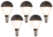 Set di 5 Lampada a filamento LED dimmerabile E14 specchio superiore P45 nero 300lm 2700K