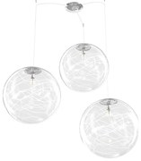 Sospensione Contemporanea Moon Metallo Cromo Vetro Bianco 3 Luci E27 D.40Cm