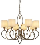 Alberto 8lt pendant - ottone anticato, cristallo e paralume in lino