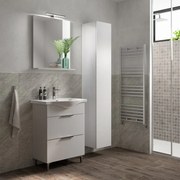 Mobile sottolavabo, lavabo e specchio con illuminazione Jnka bianco opaco L 65 x H 75 x P 46 cm 2 cassetti