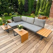 Set da giardino configurabile con cuscini grigi