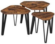 Set di 3 tavolini d'appoggio ELDUR, marrone/nero