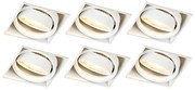 Set di 6 faretti incassati bianchi GU10 orientabili senza cornice - Oneon