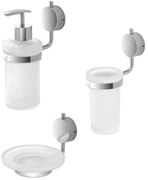 Set accessori a muro 3 pezzi in acciaio cromato e viti incluse Plaza