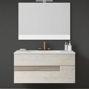 Mobile bagno sospeso con lavabo L 100 cm betulla e tortora 2 cassetti per vasca centrale Vision