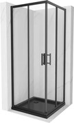 Mexen Rio cabina doccia quadrata 90 x 90 cm, trasparente, nera + piatto doccia Flat, nero - 860-090-090-70-00-4070B