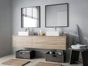 Mobile per bagno sospeso con lavabo doppio L150 cm Naturale chiaro - ISAURE II