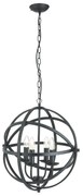 Lampadario Industrial-Nordico Orbita Acciaio Nero 4 Luci E14