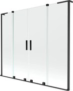 Mexen Velar L Duo paravento da vasca da bagno a 2 ante scorrevoli 170 x 150 cm, trasparente, nero - 896-170-003-02-70