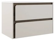 Mobile da bagno sotto lavabo VISOBATH Indico bianco e noce laccato opaco L 80 x H 55 x P 45 cm 2 cassetti, lavabo non incluso