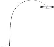 Lampada da terra ad arco di design nera con LED dimmerabile a 3 livelli - Anello