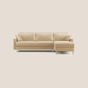 Andromeda divano letto angolare in velluto morbido impermeabile T01 beige 250 cm destro (mat. 120x197)