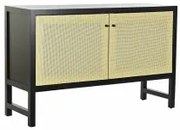 Credenza DKD Home Decor Nero Abete Naturale Rattan (120 x 38 x 76 cm)