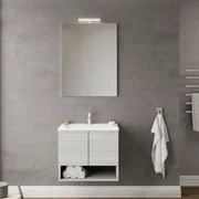 Mobile Bagno Sospeso 60 Cm Due Ante Con Vano a Giorno Specchio Con Illuminazione Led Savini Due "Oslo"