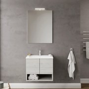 Mobile Bagno Sospeso 60 Cm Due Ante Con Vano a Giorno Specchio Con Lampada Led 60x80 Cm Savini Due "Oslo"