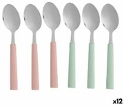 Set di Cucchiai Dolce Verde Rosa Argentato Acciaio inossidabile Plastica 15,7 cm (12 Unità)