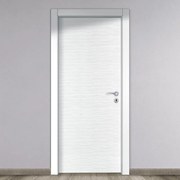 Porta interna a battente Louvre in MDF colore bianco, L 90 x H 210 cm, apertura a sinistra