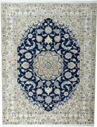 Nain Tappeto persiano 160x210 Blu (Iran) Annodato A Mano