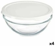 Porta Pranzo Rotondo con Coperchio Chefs Bianco 1,7 L 21 x 9 x 21 cm (4 Unità)