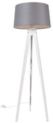 Treppiede moderno bianco con paralume in lino grigio scuro 45 cm - Tripod Classic