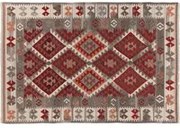 Tappeto in lana intrecciata a mano rosso grigio 230x160 cm Kilim