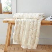 Coperta a maglia bianca e beige 130x170 cm Chunky Marl Knit - Catherine Lansfield