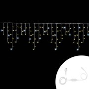 Tenda luminosa 3 metri 120 MaxiLed Reflex Professionale Bianco Caldo fisso e Bianco Freddo intermittente stalattiti prolungabile altezza 100cm da esterno Wisdom