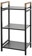 Scaffale porta oggetti 3 ripiani nero in acciaio e bamboo linea Haiti