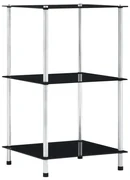 Scaffale A 3 Livelli Nero 40x40x67 Cm İn Vetro Temperato /
