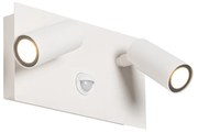Lampada da parete per esterni bianca con LED 2 luci sensore di movimento - Simon