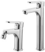 Set rubinetti lavabo alto e bidet cromati Paco piletta inclusa