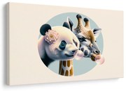 Quadro su tela – Panda e giraffa con bolla di gomma
