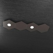 Plafoniera Moderna 4 Moduli Hexagon Metallo Marrone 2 Luci Led 12X2W