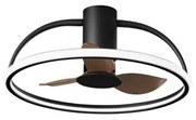 Plafoniera led ventilatore 55w cct 5500 lumen nero con pale legno d...