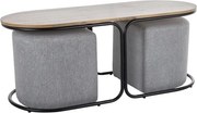 Set di Tavolini da caffè Dual e 2 Pouf in rovere doppio, nero