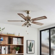 Lucande ventilatore da soffitto con luce Anariki, silenzioso, ottone