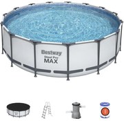 Bestway 56438 Frame Pool Steel Pro Set 457x122 cm Pompa di Filtraggio Scala