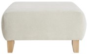 Pouf poggiapiedi in tessuto effetto velluto testurizzato beige e legno massello chiaro L75 ODEON