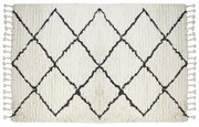 Tappeto 160 x 230 cm 100% Lana Beige e Nero Stile berbero - MARCUS