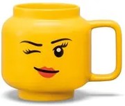 Tazza ragazza occhiolino in ceramica gialla Lego