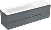 Mexen Rivel mobile da bagno 160 cm con lavabo Vela sinistro, 2S, 1D, scanalato, grafite/bianco opaco