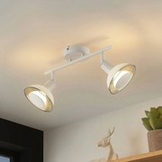 Lindby Erin, faretto da soffitto, bianco, a 2 luci, 31,5 cm, vetro