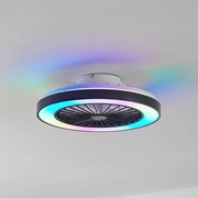 Lindby Ventilatore da soffitto a LED Teleo, nero, DC, silenzioso, Tuya