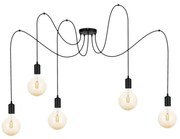 Lampadario a sospensione con filo MIROS 5xE27/60W/230V ragno nero