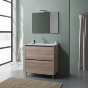 Mobile Bagno Da Terra 2 Cassetti 80 Cm Lisbona Rovere Fumo