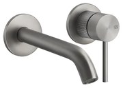 Parte esterna miscelatore lavabo a parete bocca media senza scarico parte incasso non inclusa steel brushed cesello 54483 gessi