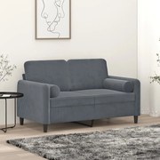 Divano A 2 Posti Con Cuscini Grigio Scuro 120 Cm İn Velluto /