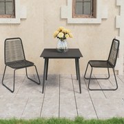 Set Da Pranzo Da Giardino 3 Pz İn Rattan Pvc Nero /